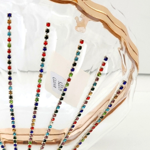 Mini Rhinestone & Bead Decor Transparent Dome Women's Clear Crossbody Handbag - Picture 10 of 11